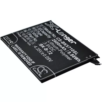  BBK BK-B-72 helyettesítő mobiltelefon akkumulátor (Li-Polymer, 3.8V, 2600mAh / 9.88Wh) - Utángyártott
