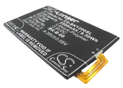BBK BK-B-68 helyettesítő mobiltelefon akkumulátor (Li-Polymer, 3.8V, 2500mAh / 9.50Wh) - Utángyártott