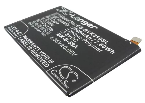 BBK BK-B-59A helyettesítő mobiltelefon akkumulátor (Li-Polymer, 3.8V, 2000mAh / 7.60Wh) - Utángyártott