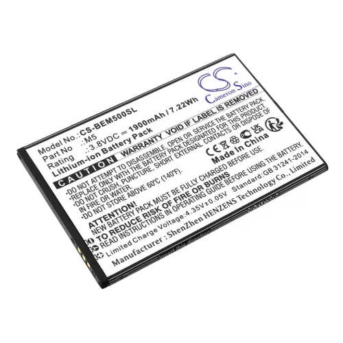 Bea-fon M5 helyettesítő mobiltelefon akkumulátor (Li-ion, 3.8V, 1900mAh / 7.22Wh) - Utángyártott