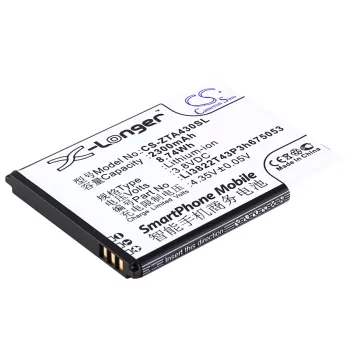   ZTE Li3822T43P3h675053 helyettesítő mobiltelefon akkumulátor (Li-ion, 3.8V, 2300mAh / 8.74Wh) - Utángyártott