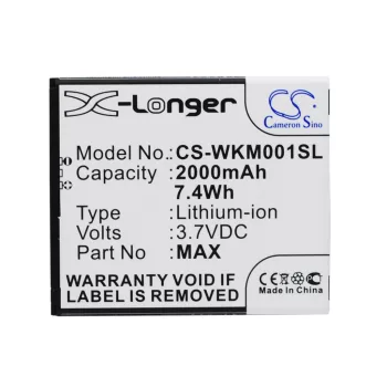   Wiko L5503AE, WAX helyettesítő mobiltelefon akkumulátor (Li-ion, 3.7V, 2000mAh / 7.40Wh) - Utángyártott