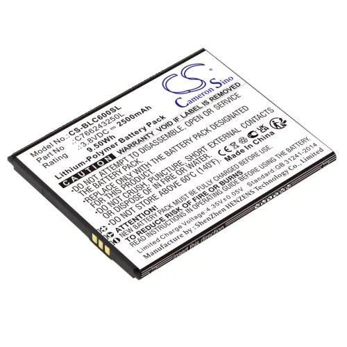 BLU C766243250L helyettesítő mobiltelefon akkumulátor (Li-Polymer, 3.8V, 2500mAh / 9.50Wh) - Utángyártott