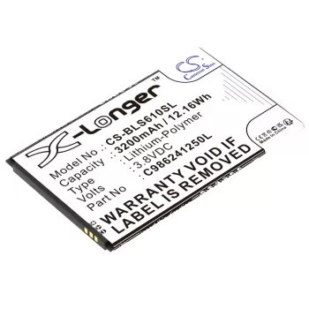   BLU C986241250L helyettesítő mobiltelefon akkumulátor (Li-Polymer, 3.8V, 3200mAh / 12.16Wh) - Utángyártott