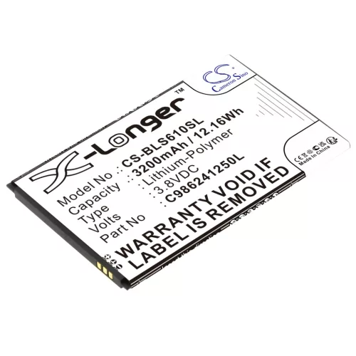 BLU C986241250L helyettesítő mobiltelefon akkumulátor (Li-Polymer, 3.8V, 3200mAh / 12.16Wh) - Utángyártott