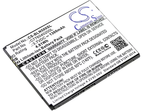 BLU C776040200L helyettesítő mobiltelefon akkumulátor (Li-ion, 3.7V, 1300mAh / 4.81Wh) - Utángyártott