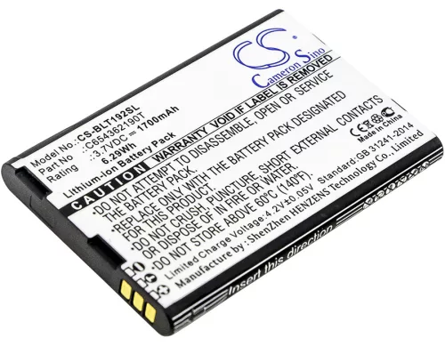 BLU C654362190T helyettesítő mobiltelefon akkumulátor (Li-ion, 3.7V, 1700mAh / 6.29Wh) - Utángyártott