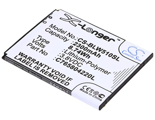 BLU C765804220L helyettesítő mobiltelefon akkumulátor (Li-Polymer, 3.8V, 2300mAh / 8.74Wh) - Utángyártott
