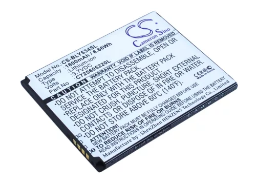 BLU C725605220L helyettesítő mobiltelefon akkumulátor (Li-ion, 3.7V, 1800mAh / 6.66Wh) - Utángyártott