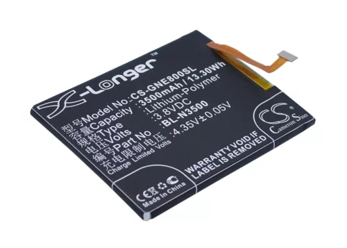 GIONEE BL-N3500 helyettesítő mobiltelefon akkumulátor (Li-Polymer, 3.8V, 3500mAh / 13.30Wh) - Utángyártott