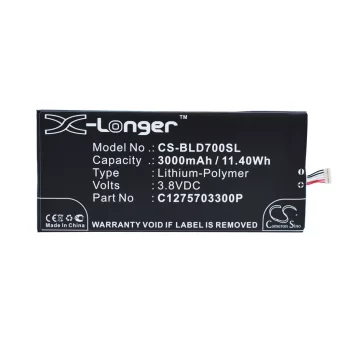   BLU C1275703300P helyettesítő mobiltelefon akkumulátor (Li-Polymer, 3.8V, 3000mAh / 11.40Wh) - Utángyártott