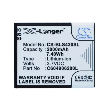   BLU C604906200L helyettesítő mobiltelefon akkumulátor (Li-ion, 3.7V, 2000mAh / 7.40Wh) - Utángyártott