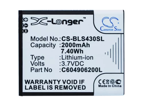 BLU C604906200L helyettesítő mobiltelefon akkumulátor (Li-ion, 3.7V, 2000mAh / 7.40Wh) - Utángyártott