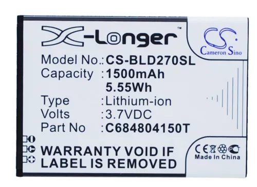BLU C684804150T helyettesítő mobiltelefon akkumulátor (Li-ion, 3.7V, 1500mAh / 5.55Wh) - Utángyártott