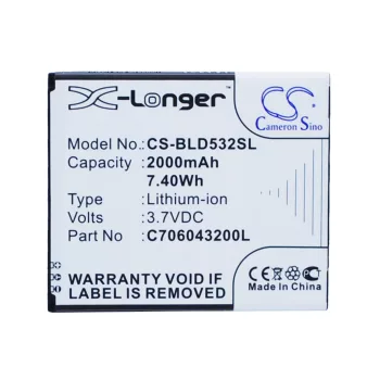   BLU C706043200T helyettesítő mobiltelefon akkumulátor (Li-ion, 3.7V, 2000mAh / 7.40Wh) - Utángyártott
