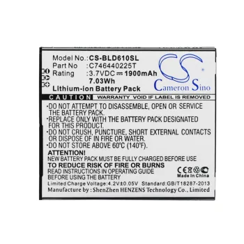   BLU C746440225T helyettesítő mobiltelefon akkumulátor (Li-ion, 3.7V, 1900mAh / 7.03Wh) - Utángyártott