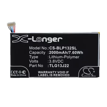   BLU TLG13J22 helyettesítő mobiltelefon akkumulátor (Li-Polymer, 3.8V, 2000mAh / 7.60Wh) - Utángyártott