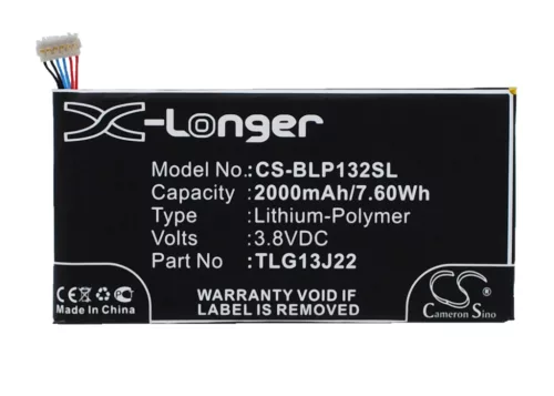 BLU TLG13J22 helyettesítő mobiltelefon akkumulátor (Li-Polymer, 3.8V, 2000mAh / 7.60Wh) - Utángyártott