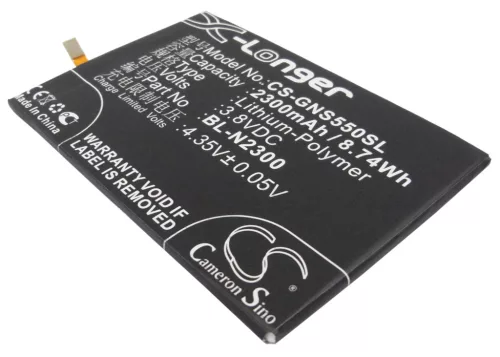 GIONEE BL-N2300 helyettesítő mobiltelefon akkumulátor (Li-Polymer, 3.8V, 2300mAh / 8.74Wh) - Utángyártott