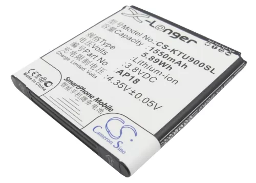 K-Touch AP18 helyettesítő mobiltelefon akkumulátor (Li-ion, 3.8V, 1550mAh / 5.89Wh) - Utángyártott
