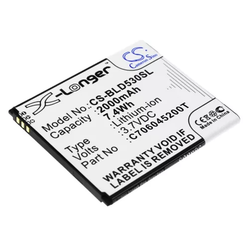 BLU C706045200T helyettesítő mobiltelefon akkumulátor (Li-ion, 3.7V, 2000mAh / 7.40Wh) - Utángyártott