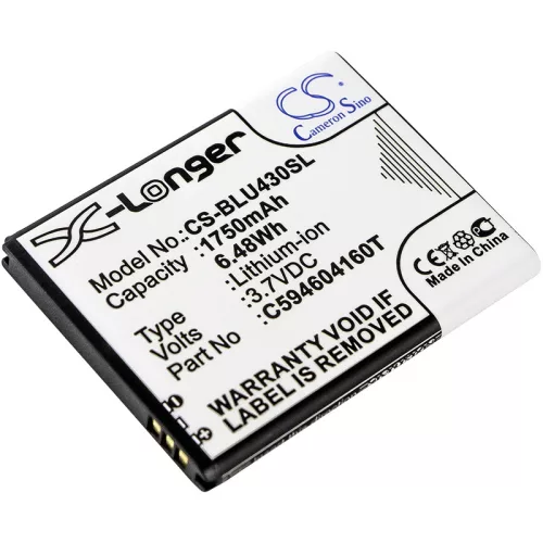 BLU C594604160T helyettesítő mobiltelefon akkumulátor (Li-ion, 3.7V, 1750mAh / 6.48Wh) - Utángyártott