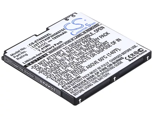 ZTE Li3717T43P3H565751-H helyettesítő mobiltelefon akkumulátor (Li-ion, 3.8V, 1950mAh / 7.41Wh) - Utángyártott
