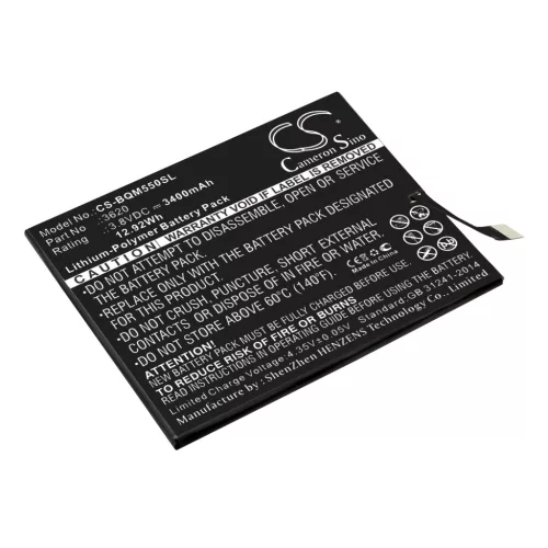 BQ 3620 helyettesítő mobiltelefon akkumulátor (Li-Polymer, 3.8V, 3400mAh / 12.92Wh) - Utángyártott