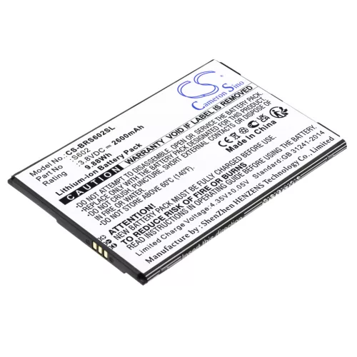 Brondi S602 helyettesítő mobiltelefon akkumulátor (Li-ion, 3.8V, 2600mAh / 9.88Wh) - Utángyártott