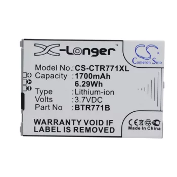   Casio BTR771B helyettesítő mobiltelefon akkumulátor (Li-ion, 3.7V, 1700mAh / 6.29Wh) - Utángyártott