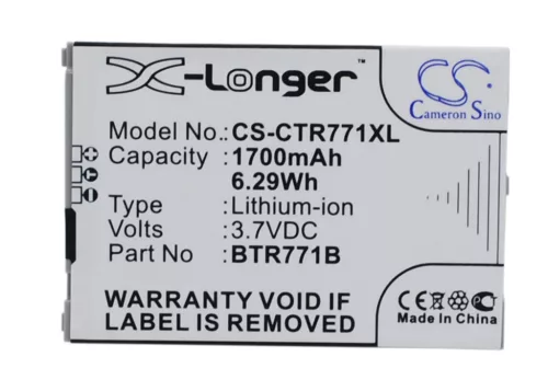 Casio BTR771B helyettesítő mobiltelefon akkumulátor (Li-ion, 3.7V, 1700mAh / 6.29Wh) - Utángyártott