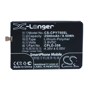   Coolpad CPLD-359 helyettesítő mobiltelefon akkumulátor (Li-Polymer, 3.8V, 2500mAh / 9.50Wh) - Utángyártott