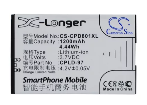 Coolpad CPLD-97 helyettesítő mobiltelefon akkumulátor (Li-ion, 3.7V, 1200mAh / 4.44Wh) - Utángyártott