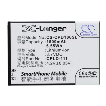   Coolpad CPLD-111 helyettesítő mobiltelefon akkumulátor (Li-ion, 3.7V, 1500mAh / 5.55Wh) - Utángyártott