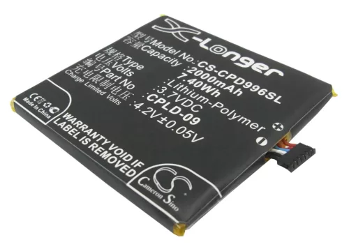 Coolpad CPLD-09 helyettesítő mobiltelefon akkumulátor (Li-Polymer, 3.7V, 2000mAh / 7.40Wh) - Utángyártott