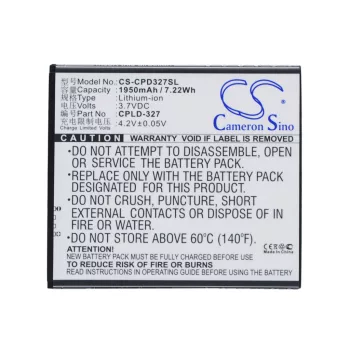   Coolpad CPLD-327 helyettesítő mobiltelefon akkumulátor (Li-ion, 3.7V, 1950mAh / 7.22Wh) - Utángyártott
