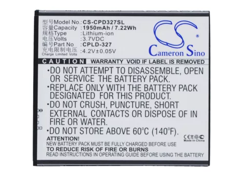 Coolpad CPLD-327 helyettesítő mobiltelefon akkumulátor (Li-ion, 3.7V, 1950mAh / 7.22Wh) - Utángyártott