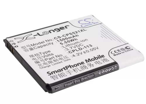 Coolpad CPLD-113 helyettesítő mobiltelefon akkumulátor (Li-ion, 3.7V, 1500mAh / 5.55Wh) - Utángyártott