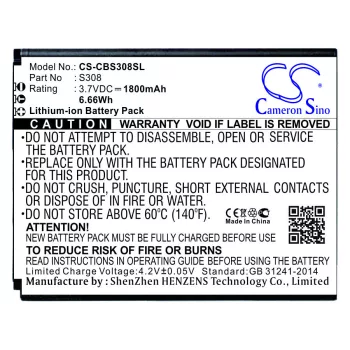   Cubot S308 helyettesítő mobiltelefon akkumulátor (Li-ion, 3.7V, 1800mAh / 6.66Wh) - Utángyártott