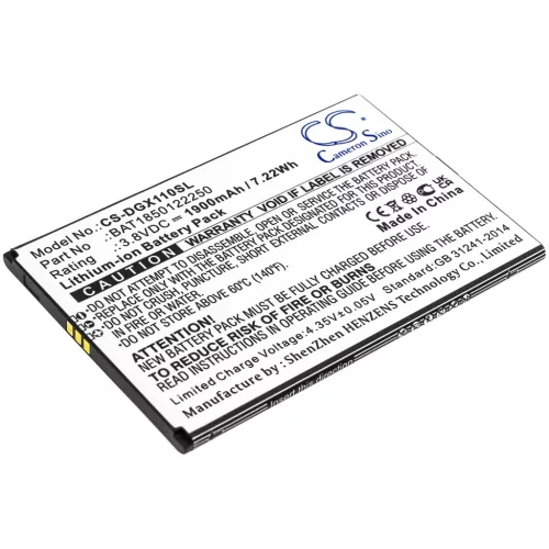 Doogee BAT1850122250 helyettesítő mobiltelefon akkumulátor (Li-ion, 3.8V, 1900mAh / 7.22Wh) - Utángyártott