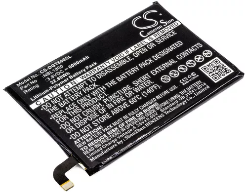 Doogee T6 helyettesítő mobiltelefon akkumulátor (Li-Polymer, 3.8V, 6000mAh / 22.80Wh) - Utángyártott