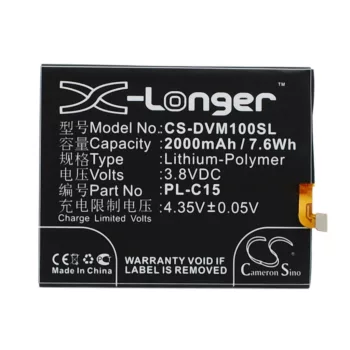   DOOV PL-C15 helyettesítő mobiltelefon akkumulátor (Li-Polymer, 3.8V, 2000mAh / 7.60Wh) - Utángyártott