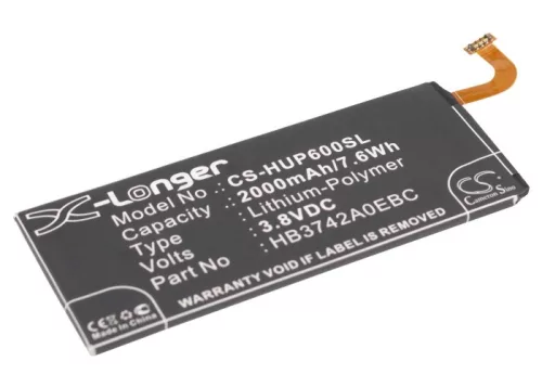 Huawei HB3742A0EBW helyettesítő mobiltelefon akkumulátor (Li-Polymer, 3.8V, 2000mAh / 7.60Wh) - Utángyártott