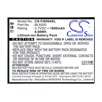   Fly BL9200 helyettesítő mobiltelefon akkumulátor (Li-ion, 3.7V, 1800mAh / 6.66Wh) - Utángyártott