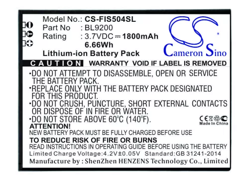 Fly BL9200 helyettesítő mobiltelefon akkumulátor (Li-ion, 3.7V, 1800mAh / 6.66Wh) - Utángyártott