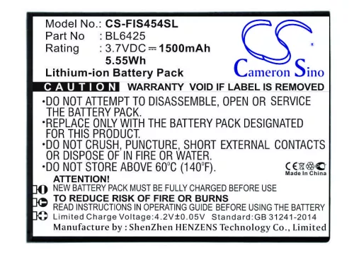 Fly BL6425 helyettesítő mobiltelefon akkumulátor (Li-ion, 3.7V, 1500mAh / 5.55Wh) - Utángyártott