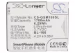Gsmart BL-166 helyettesítő mobiltelefon akkumulátor (Li-ion, 3.7V, 1700mAh / 6.29Wh) - Utángyártott