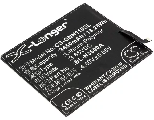 GIONEE BL-N3500A helyettesítő mobiltelefon akkumulátor (Li-Polymer, 3.85V, 3450mAh / 13.28Wh) - Utángyártott