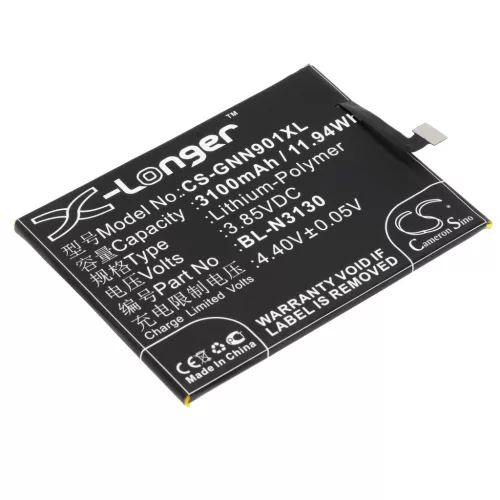 GIONEE BL-N3130 helyettesítő mobiltelefon akkumulátor (Li-Polymer, 3.85V, 3100mAh / 11.94Wh) - Utángyártott