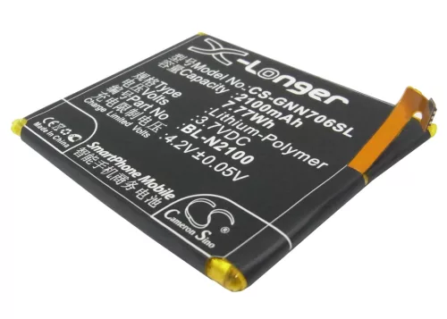 GIONEE BL-N2100 helyettesítő mobiltelefon akkumulátor (Li-Polymer, 3.7V, 2100mAh / 7.77Wh) - Utángyártott
